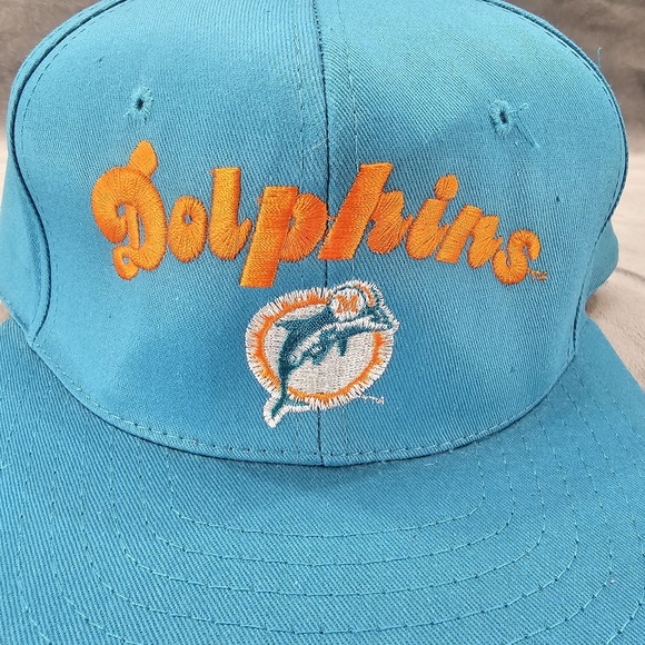 Vintage Miami Dolphins Hat AJD Snapback Teal Orange Team NFL Cotton Cap 90s - Picture 7 of 10